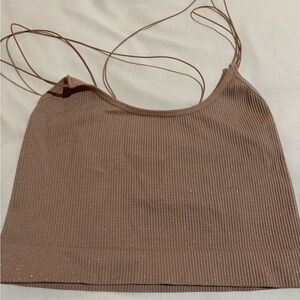 Urban Outfitters Taupe Ribbed Camisole with Subtle Sparkles